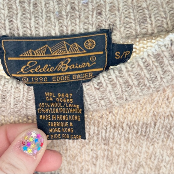 🤎 VINTAGE EDDIE BAUER WOOL FLORAL SWEATER GRANNY COTTAGECORE - Picture 5 of 5